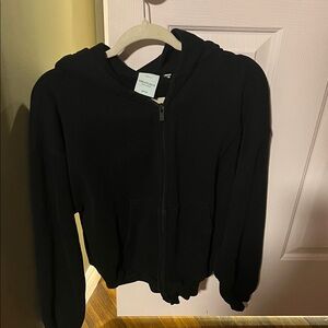 Aritzia mega fit sweat fleece black zip up hoodie